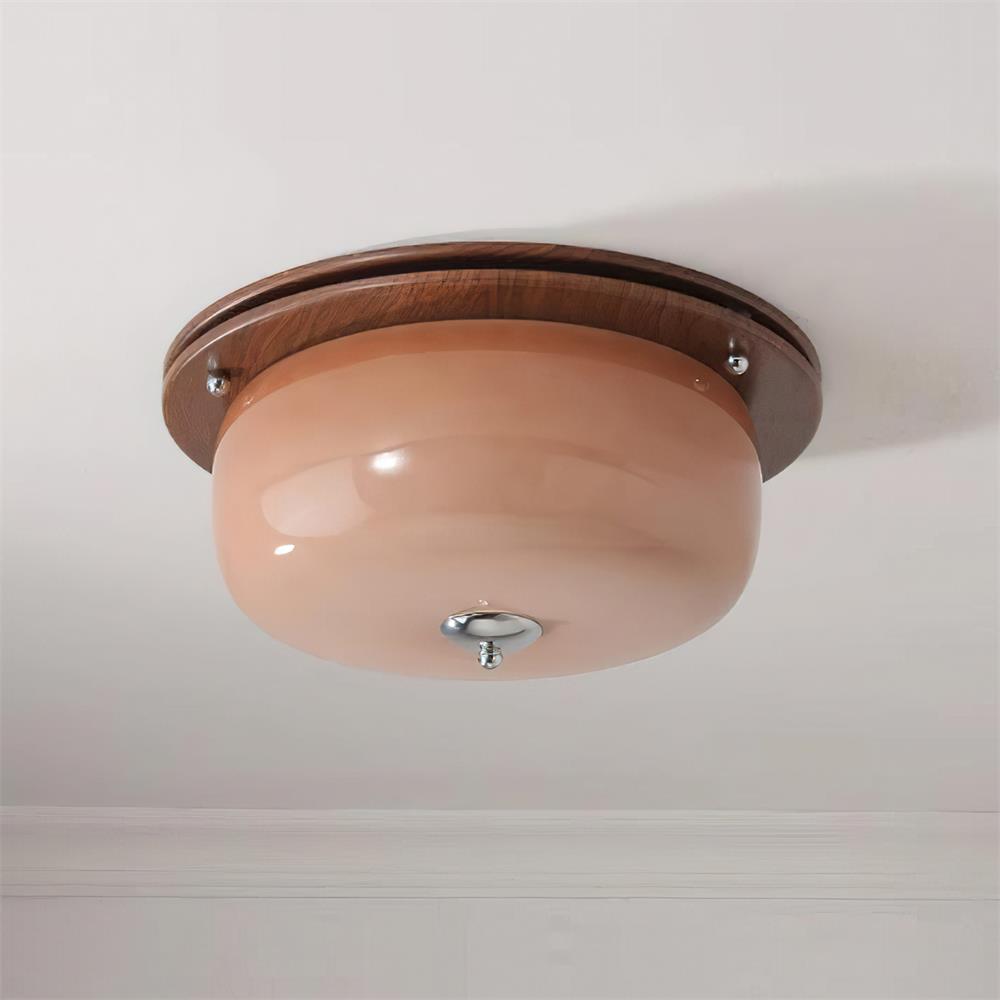 Ceiling Light Glass Flush Mount Modern Minimalist Walnut Brown