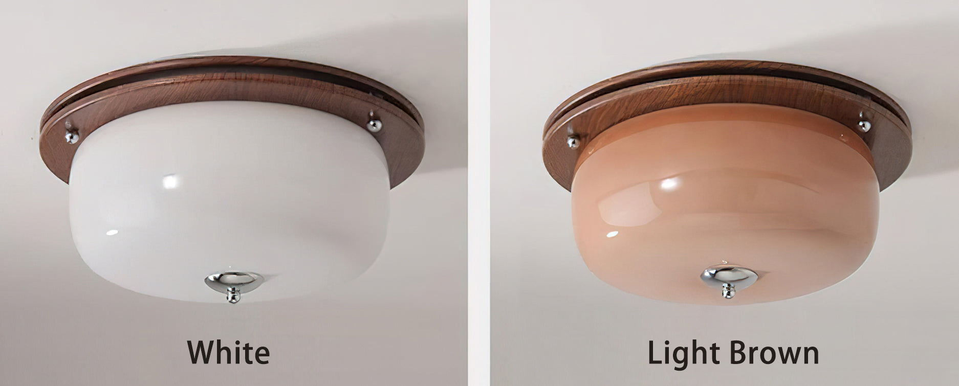 Ceiling Light Glass Flush Mount Modern Minimalist Walnut Brown
