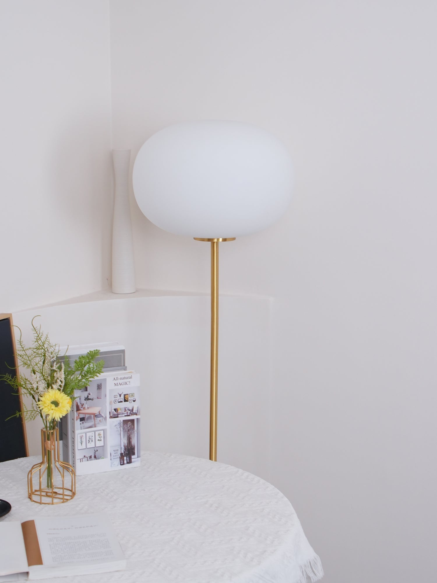Iloryra Column-Base Travertine Floor Lamp-Neutral Decor