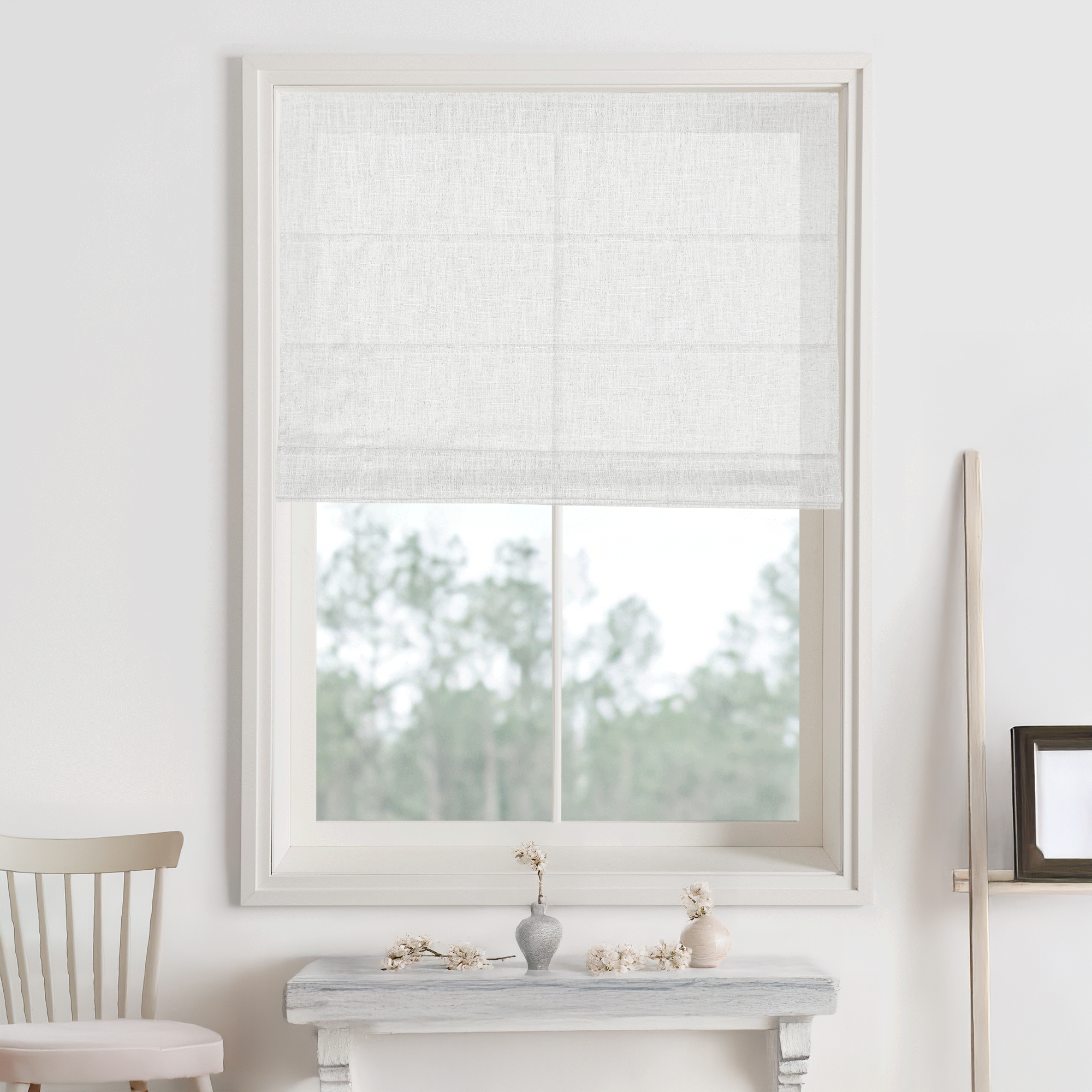 Kelly Linen Roman Shades & Blinds-Neutral Decor