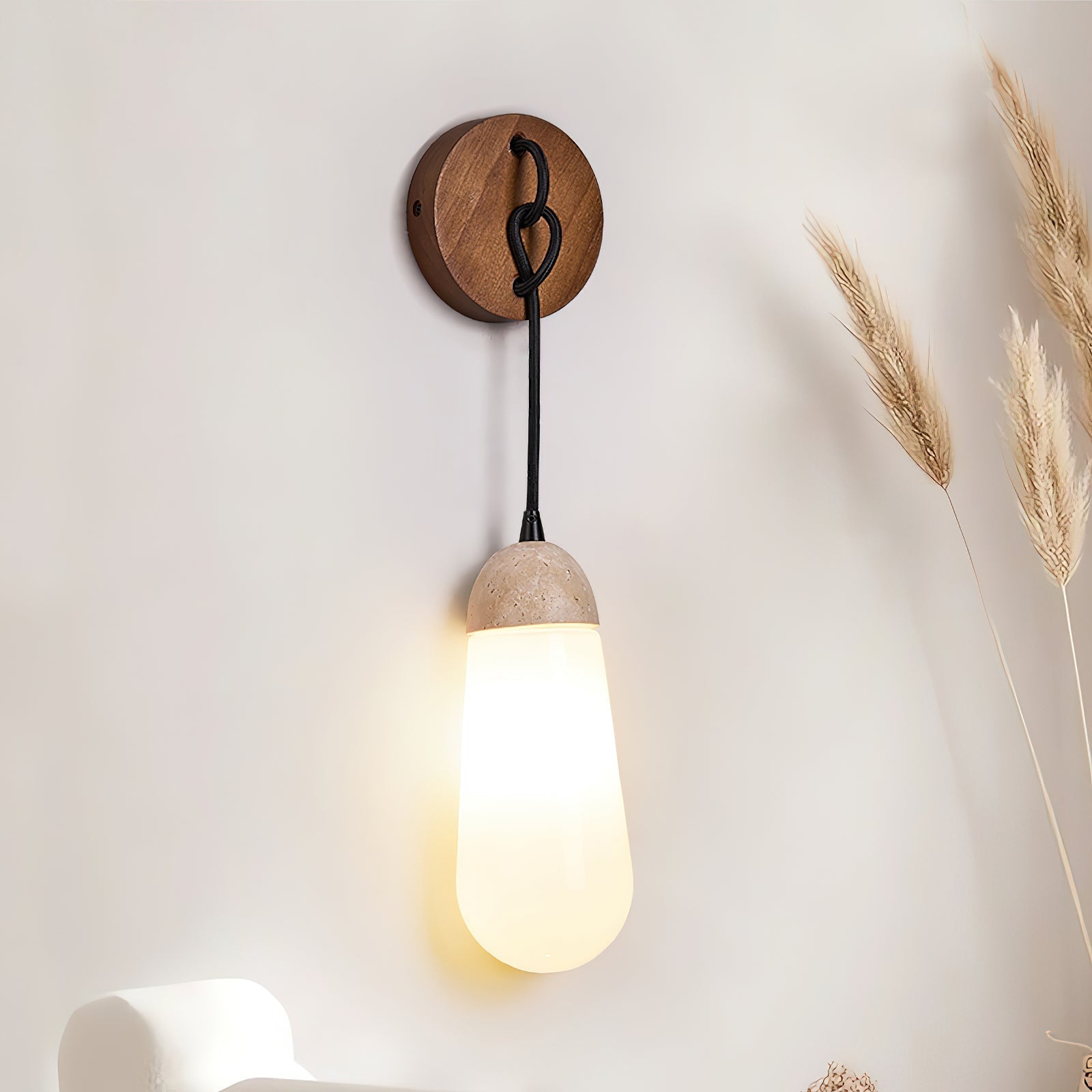 Ritta Wall Lamp Travertine  Teardrop-shaped