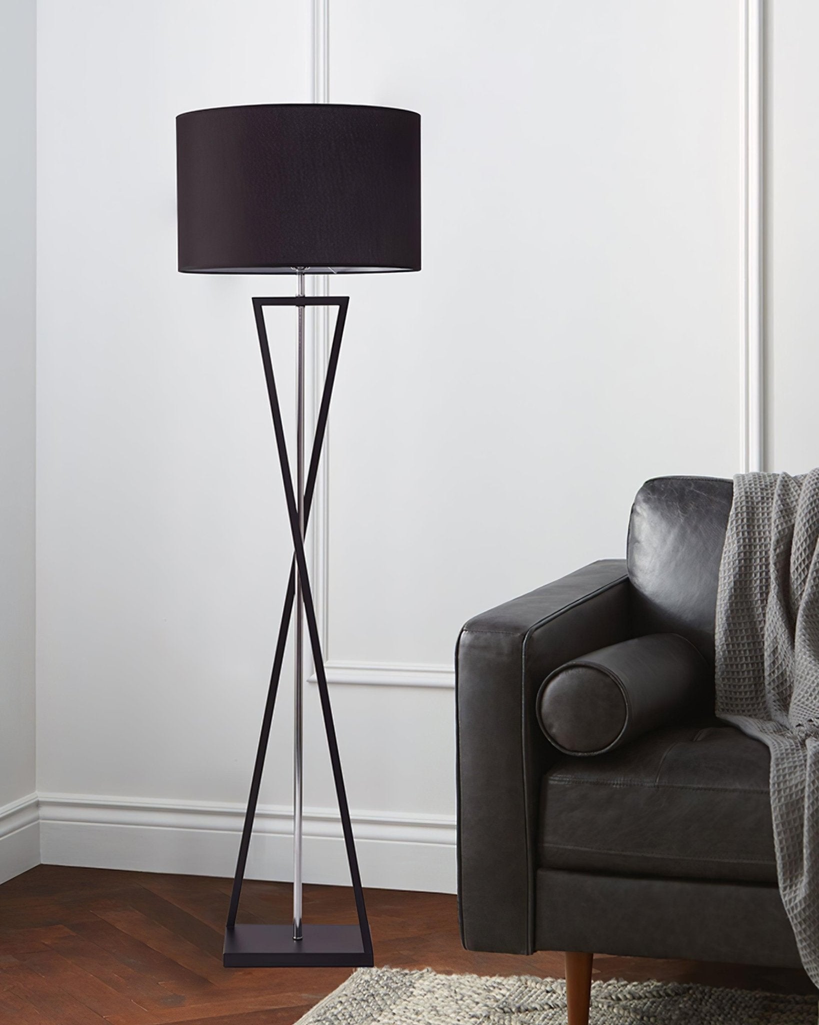 Xeno Black Fabric Modern Floor Lamp-Neutral Decor