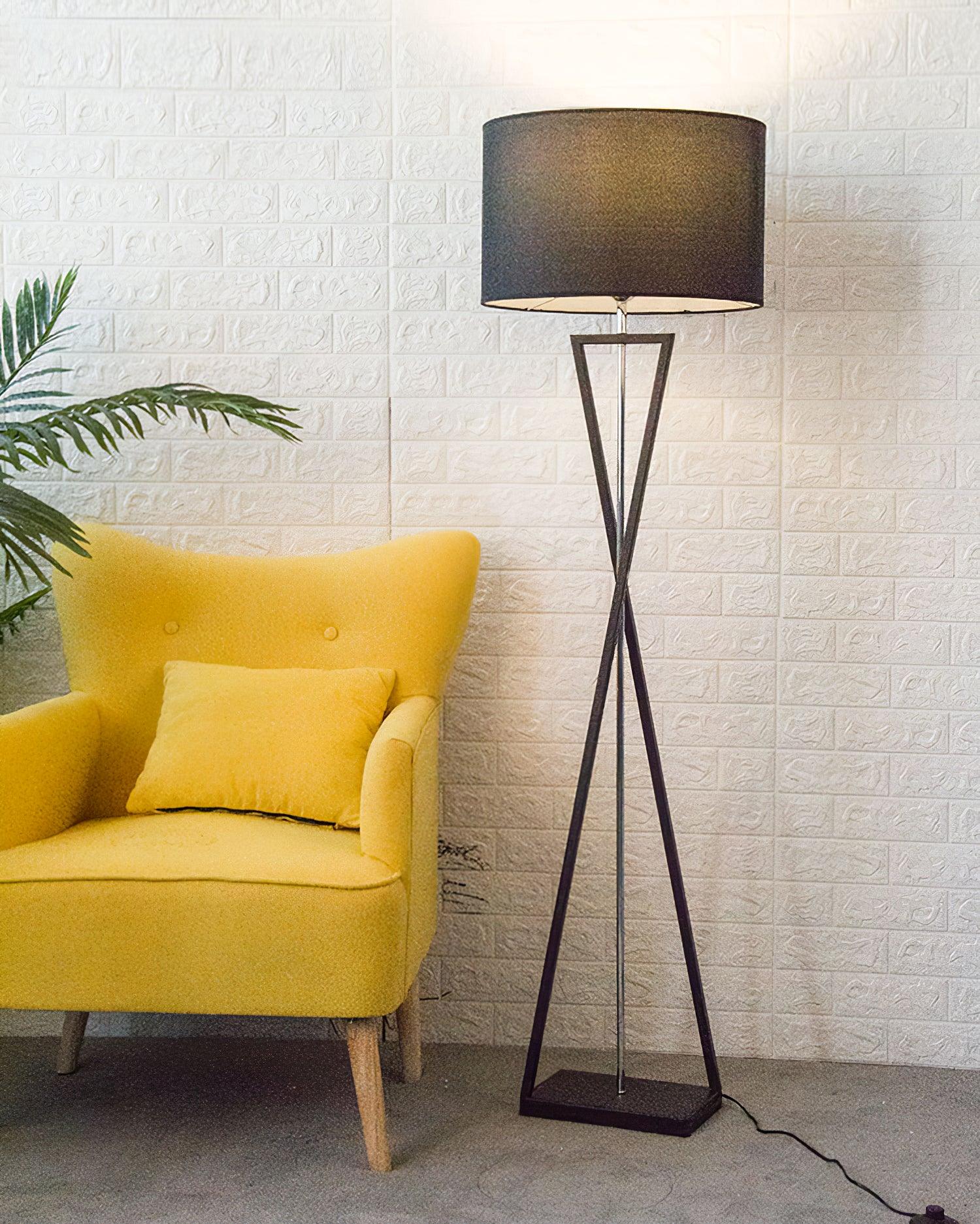Xeno Black Fabric Modern Floor Lamp-Neutral Decor