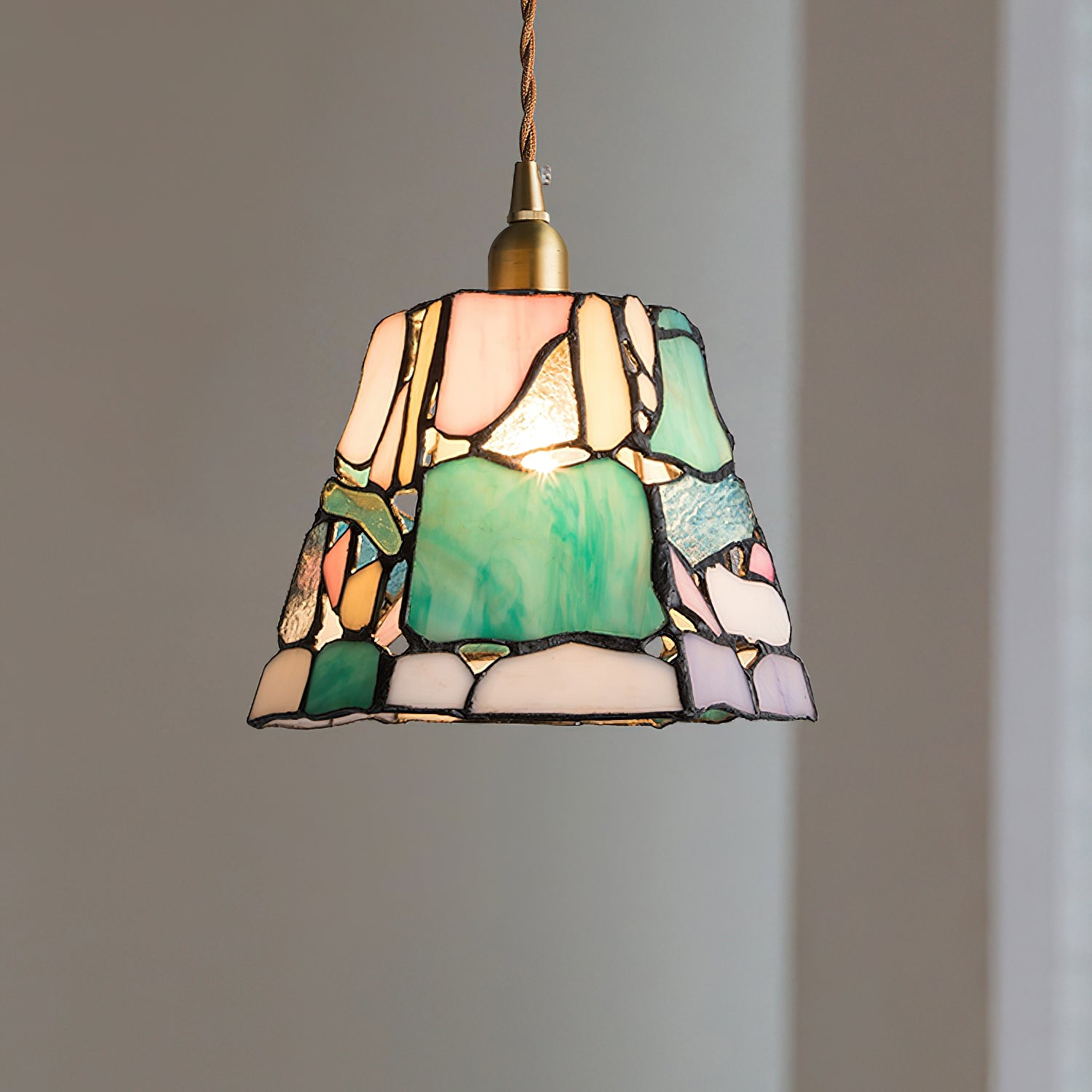 Fira Tiffany-Style Stained Glass Pendant Light-Neutral Decor
