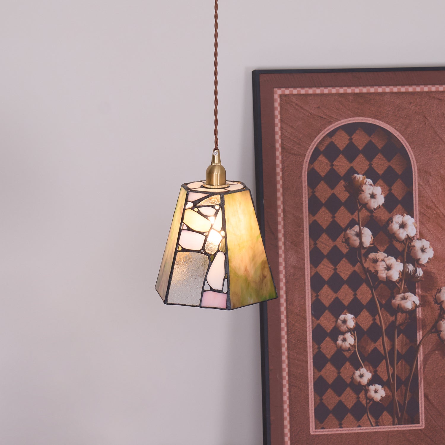 Fira Tiffany-Style Stained Glass Pendant Light-Neutral Decor