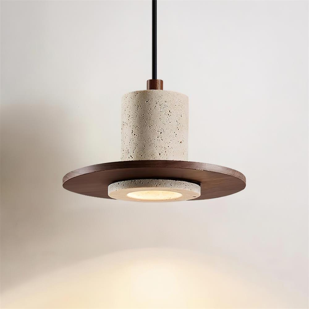 Ritta  Travertine Pendant Light Top-hat Shape