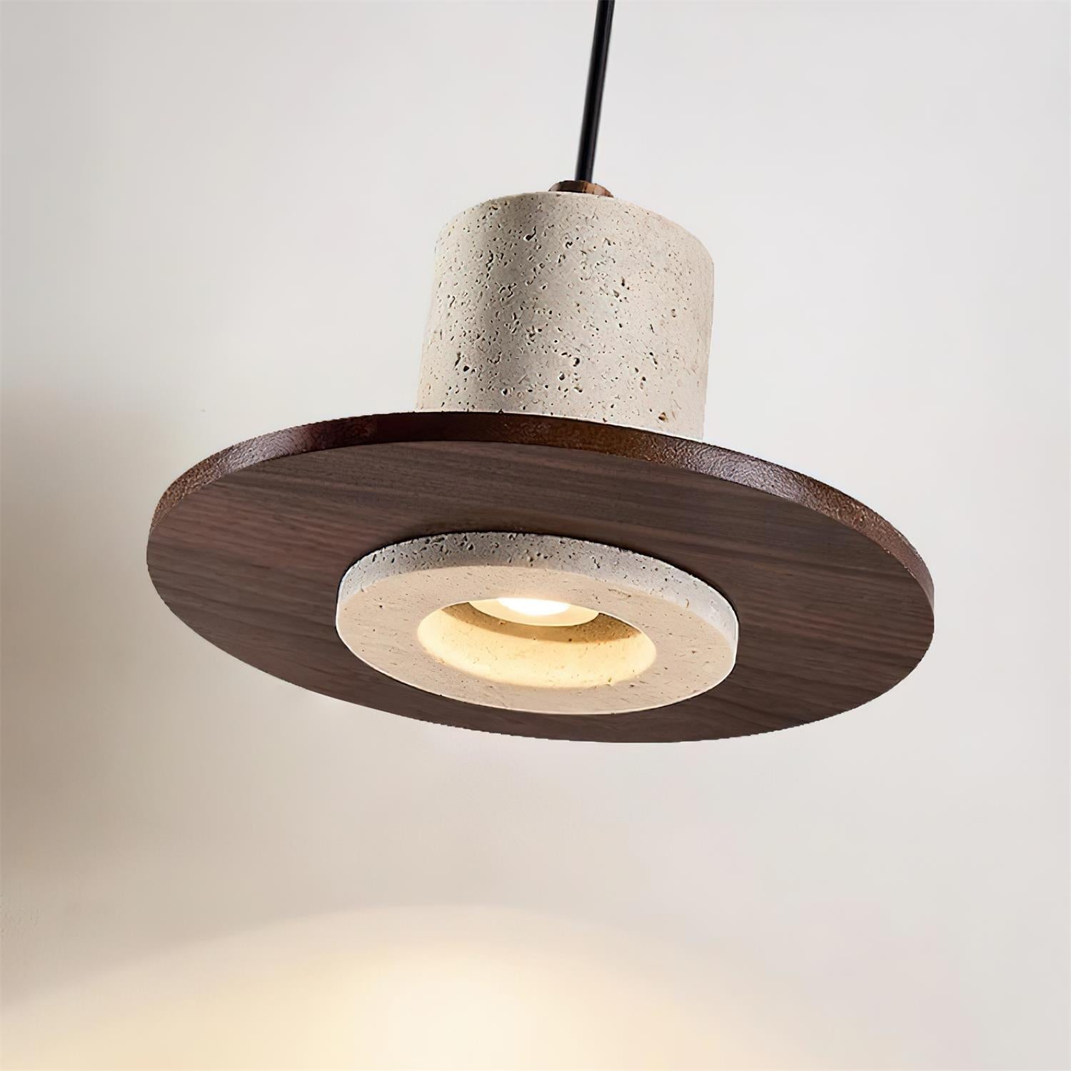Ritta  Travertine Pendant Light Top-hat Shape