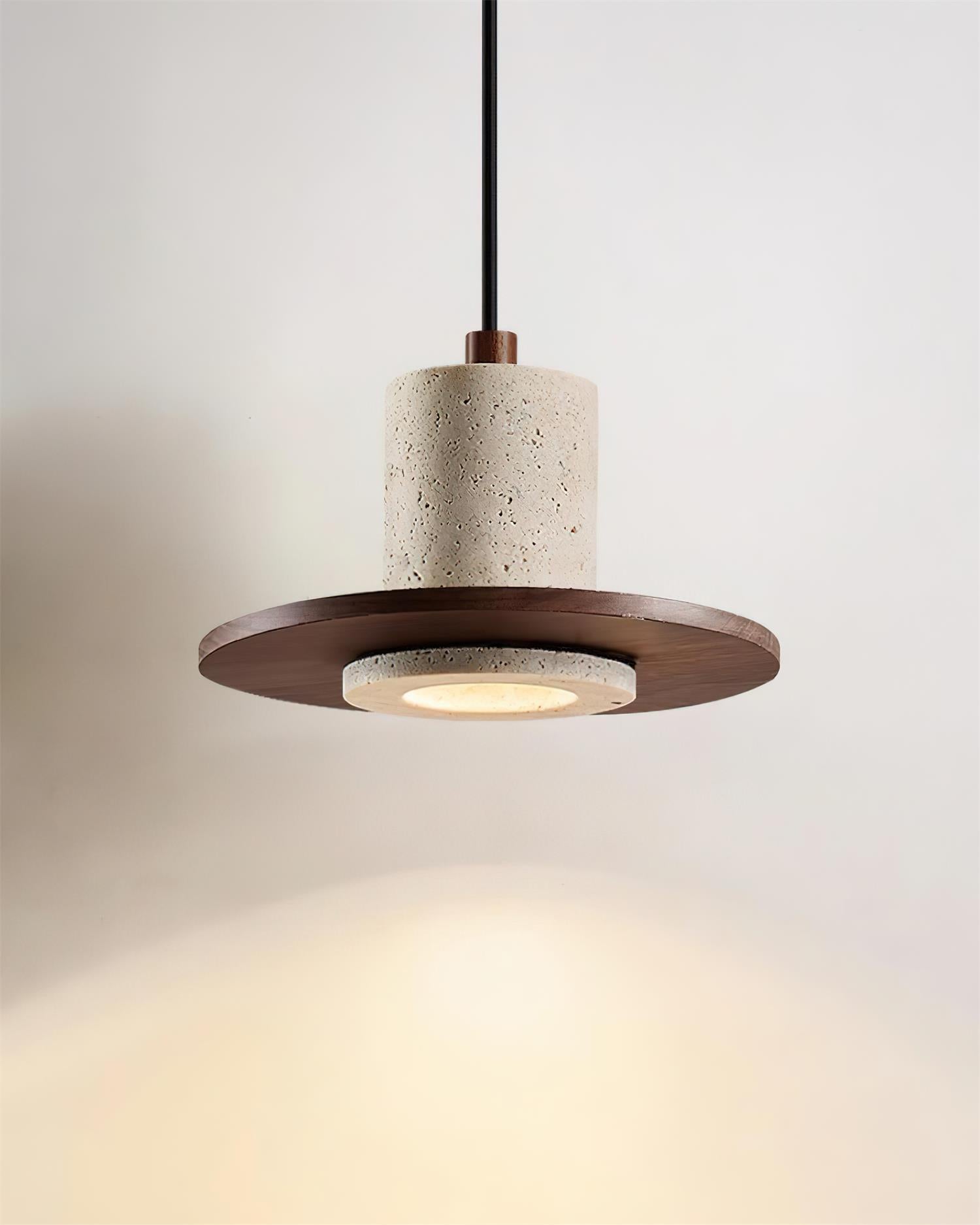 Ritta  Travertine Pendant Light Top-hat Shape
