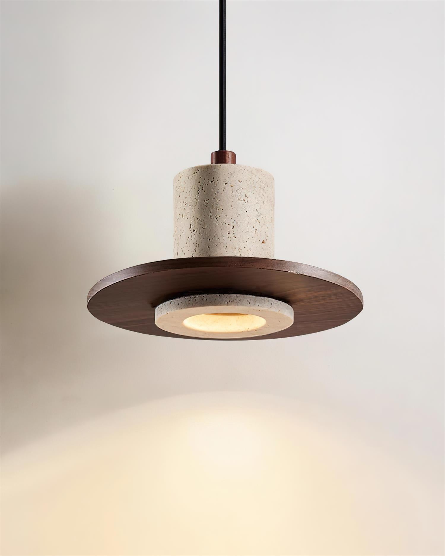 Ritta  Travertine Pendant Light Top-hat Shape