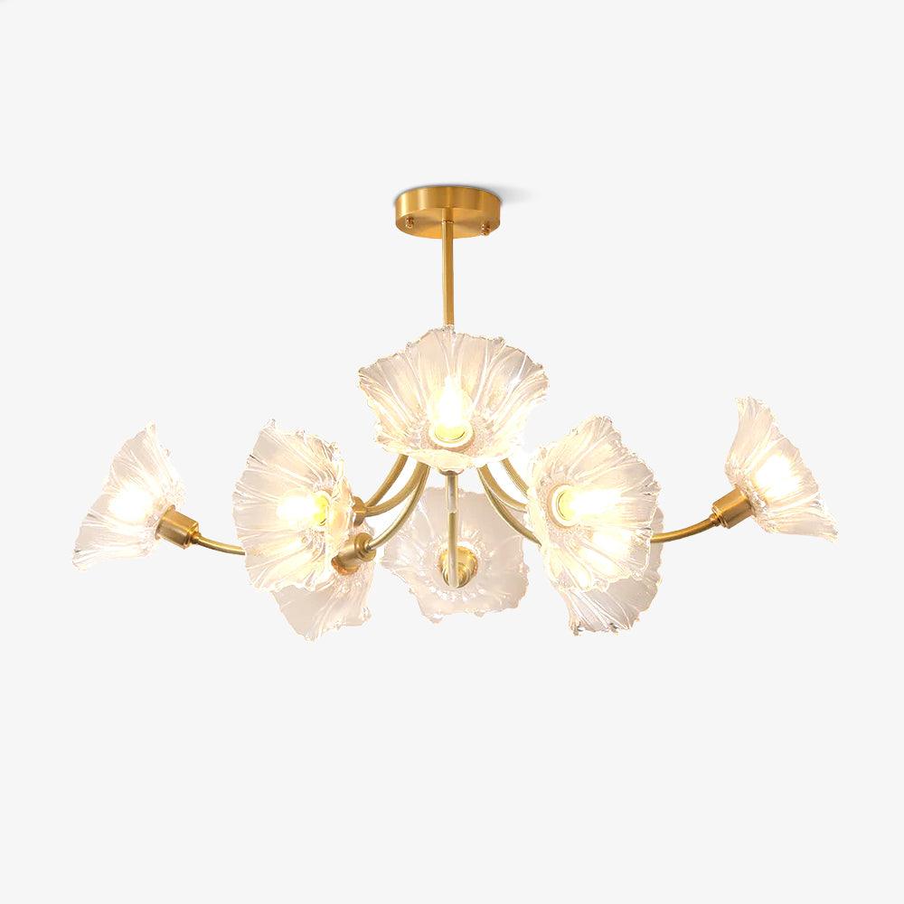 Fife Chandelier Flower Glass with Brass Finish-Neutral Decor
