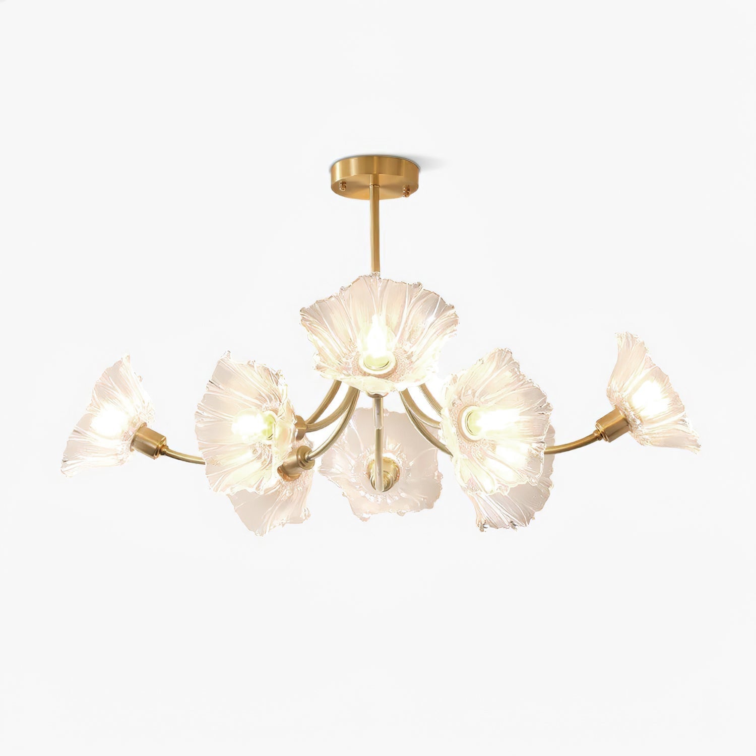 Fife Chandelier Flower Glass with Brass Finish-Neutral Decor