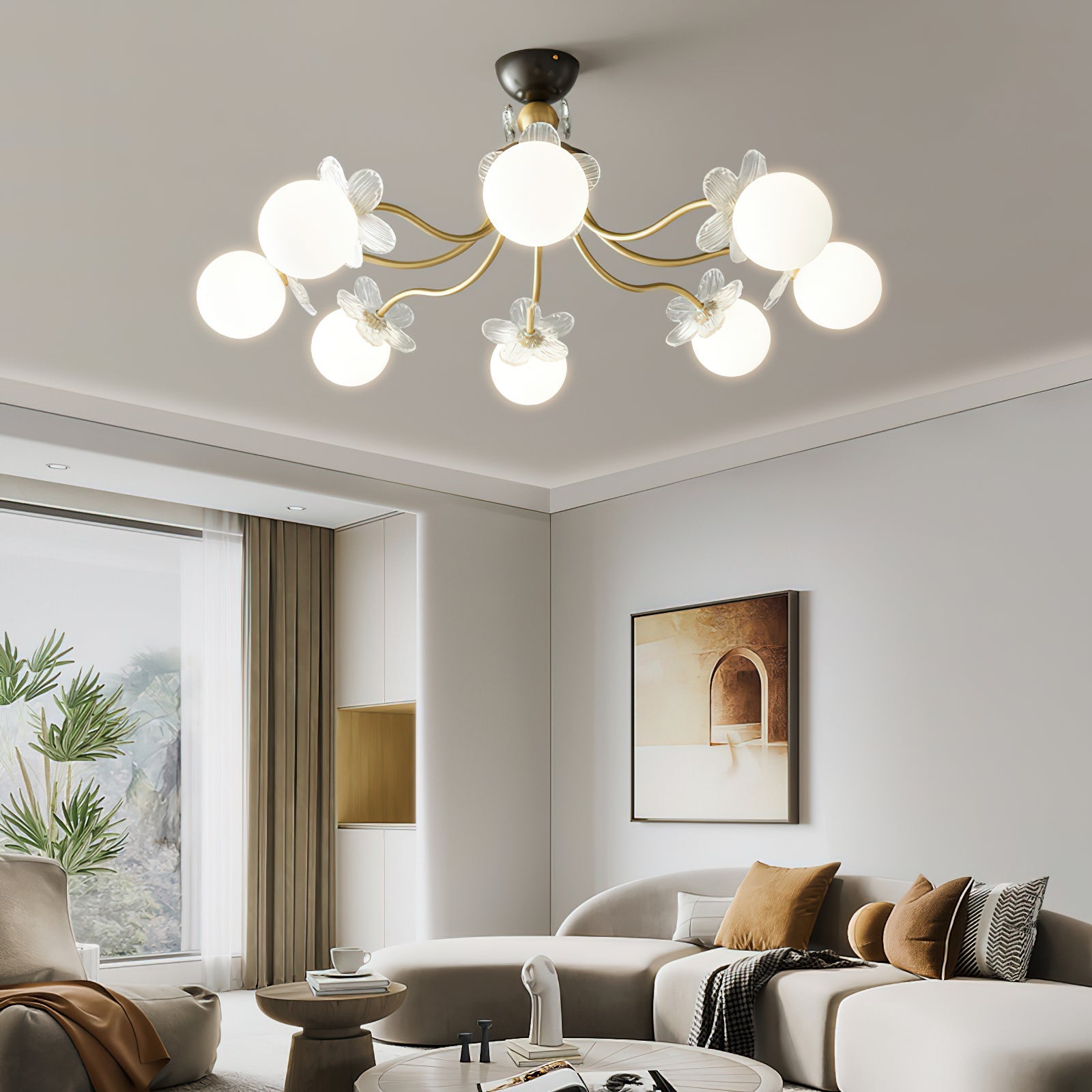 Orlaeila Art Blossom Flower Glass Chandelier-Neutral Decor