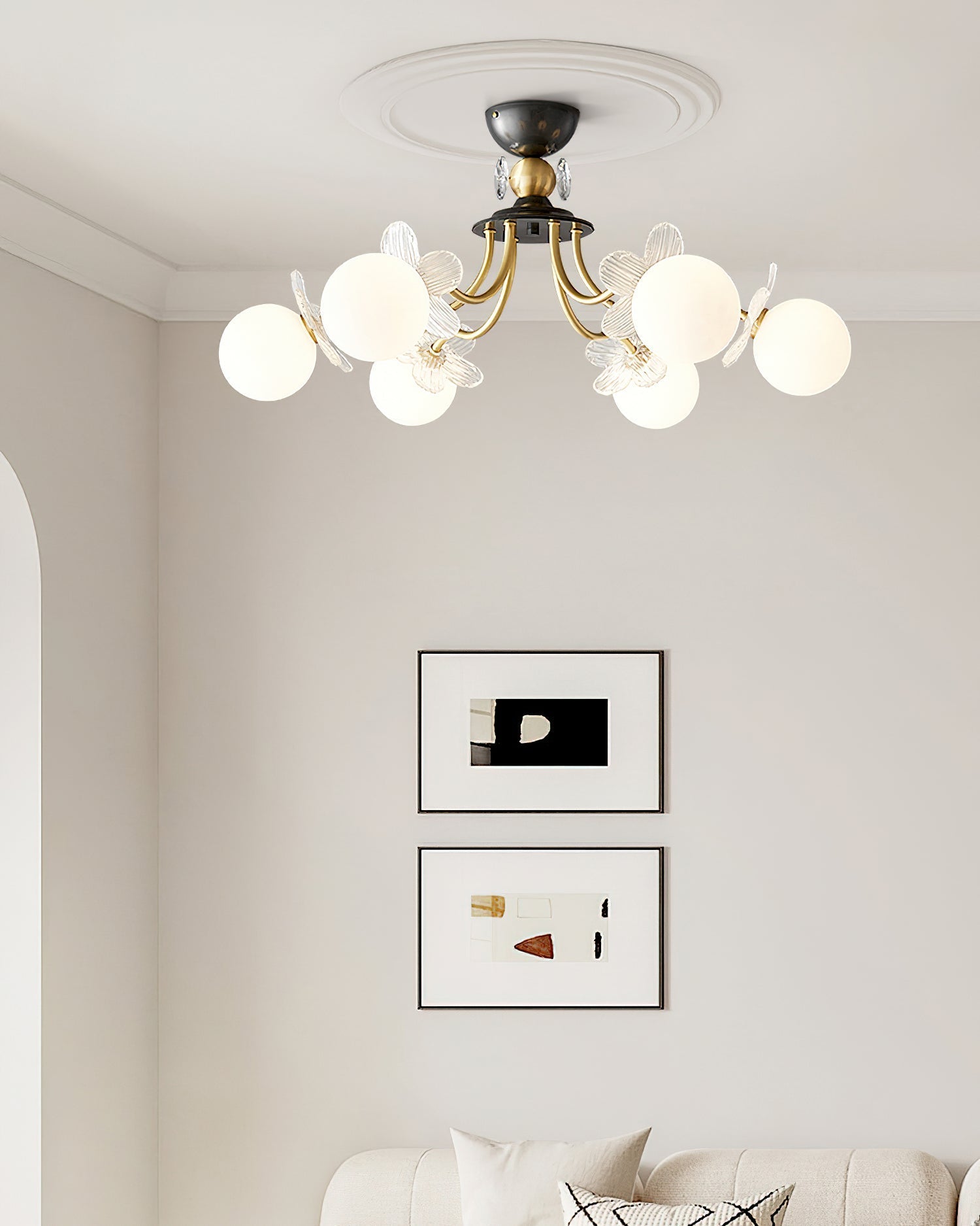 Orlaeila Art Blossom Flower Glass Chandelier-Neutral Decor