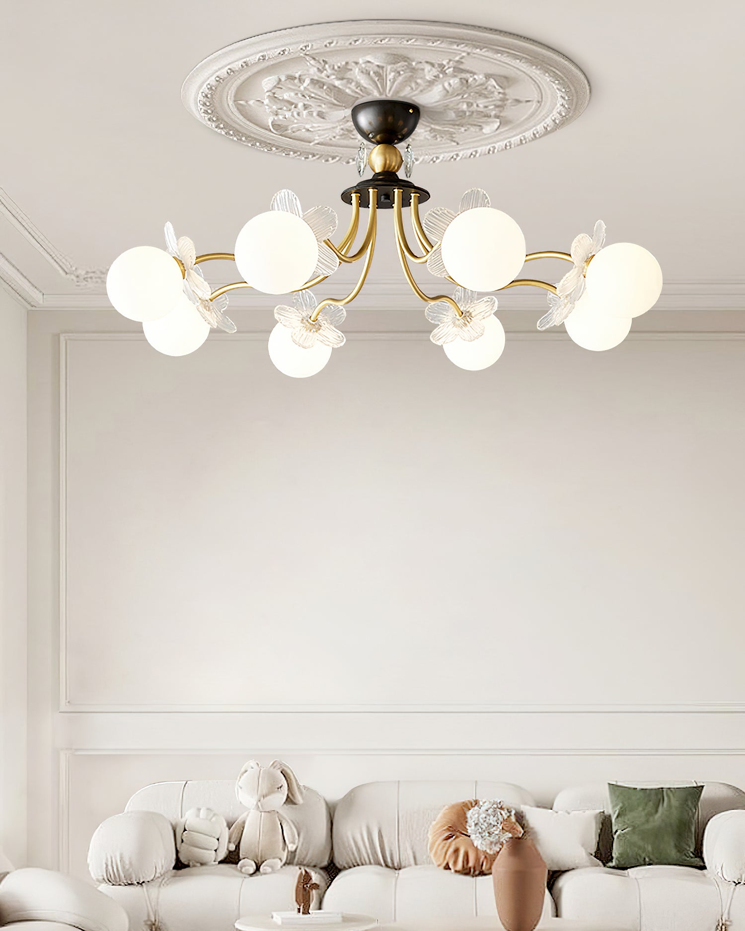 Orlaeila Art Blossom Flower Glass Chandelier-Neutral Decor