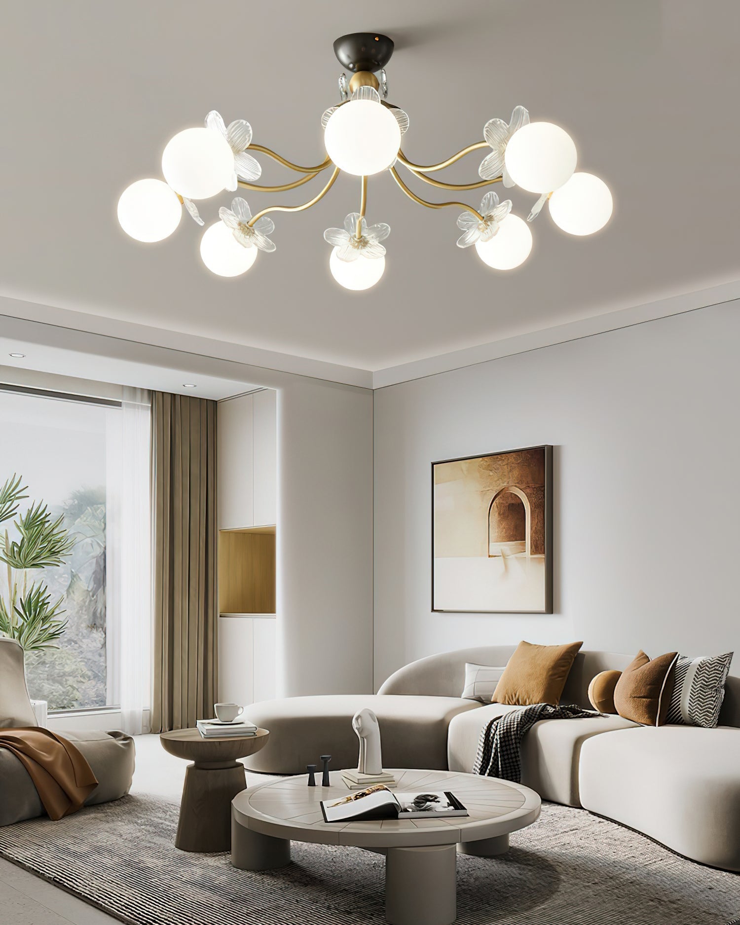 Orlaeila Art Blossom Flower Glass Chandelier-Neutral Decor