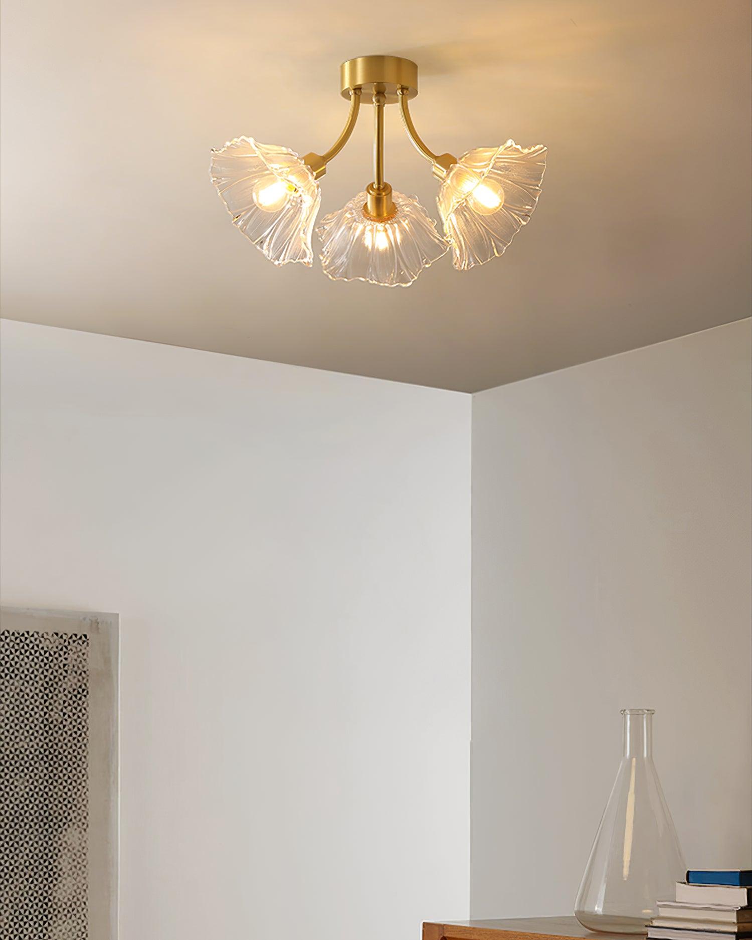Dixor Ceiling Lamp Flower Glass Petal Chic Elegant-Neutral Decor