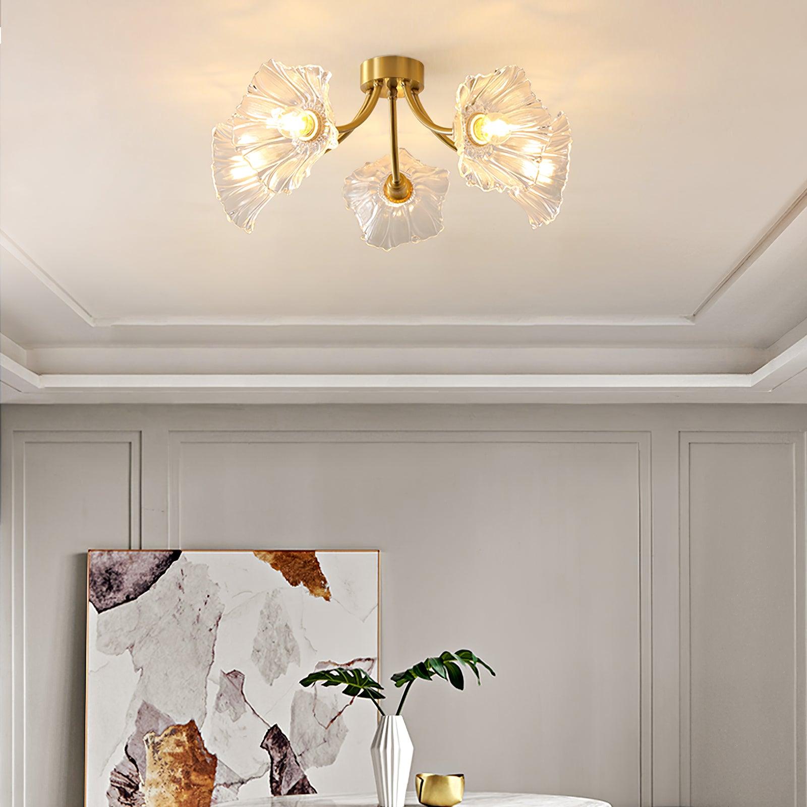 Dixor Ceiling Lamp Flower Glass Petal Chic Elegant-Neutral Decor