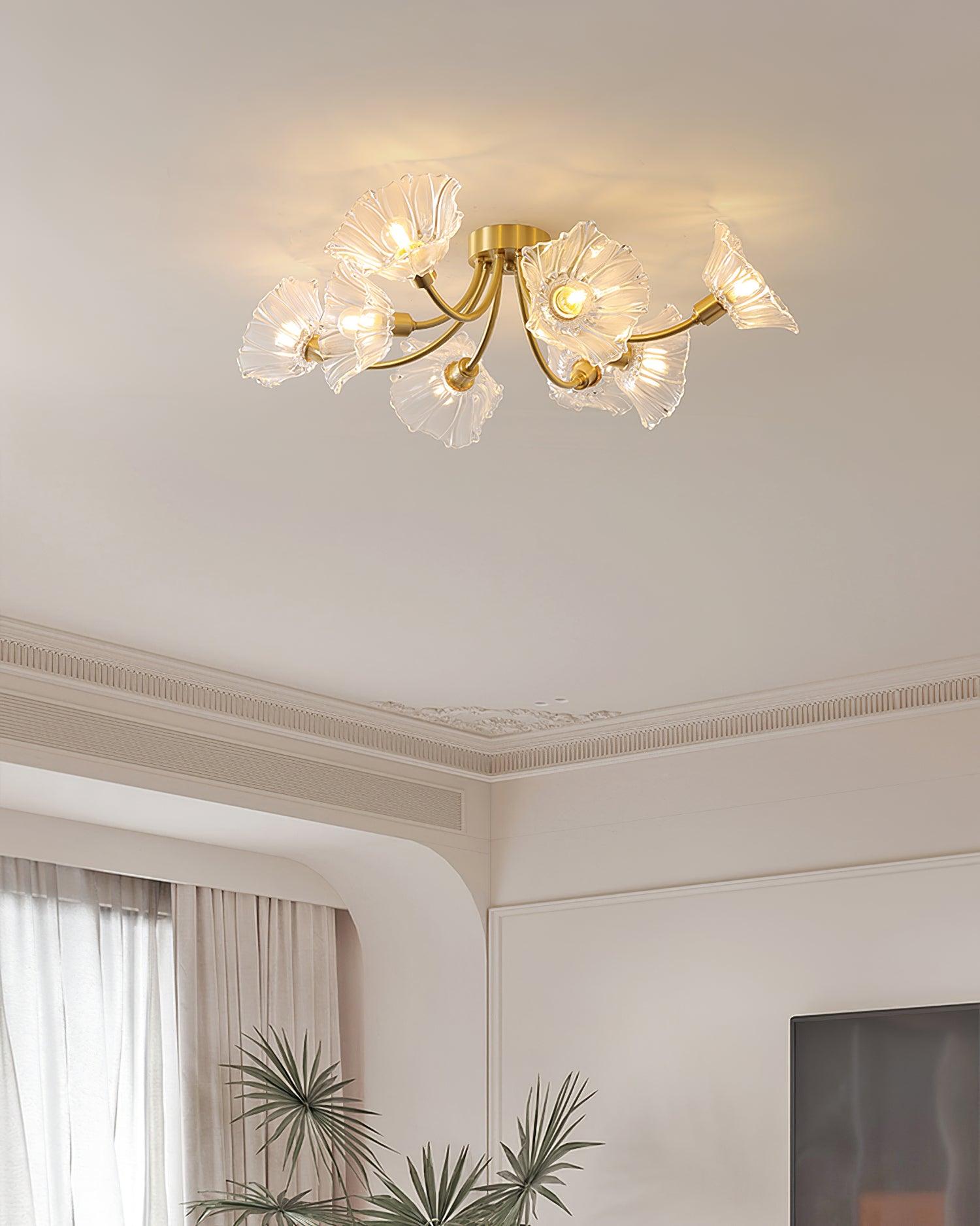 Dixor Ceiling Lamp Flower Glass Petal Chic Elegant-Neutral Decor