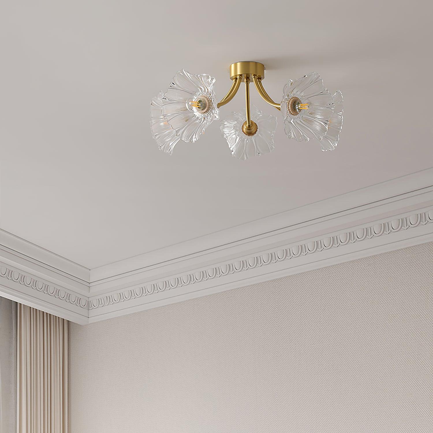 Dixor Ceiling Lamp Flower Glass Petal Chic Elegant-Neutral Decor