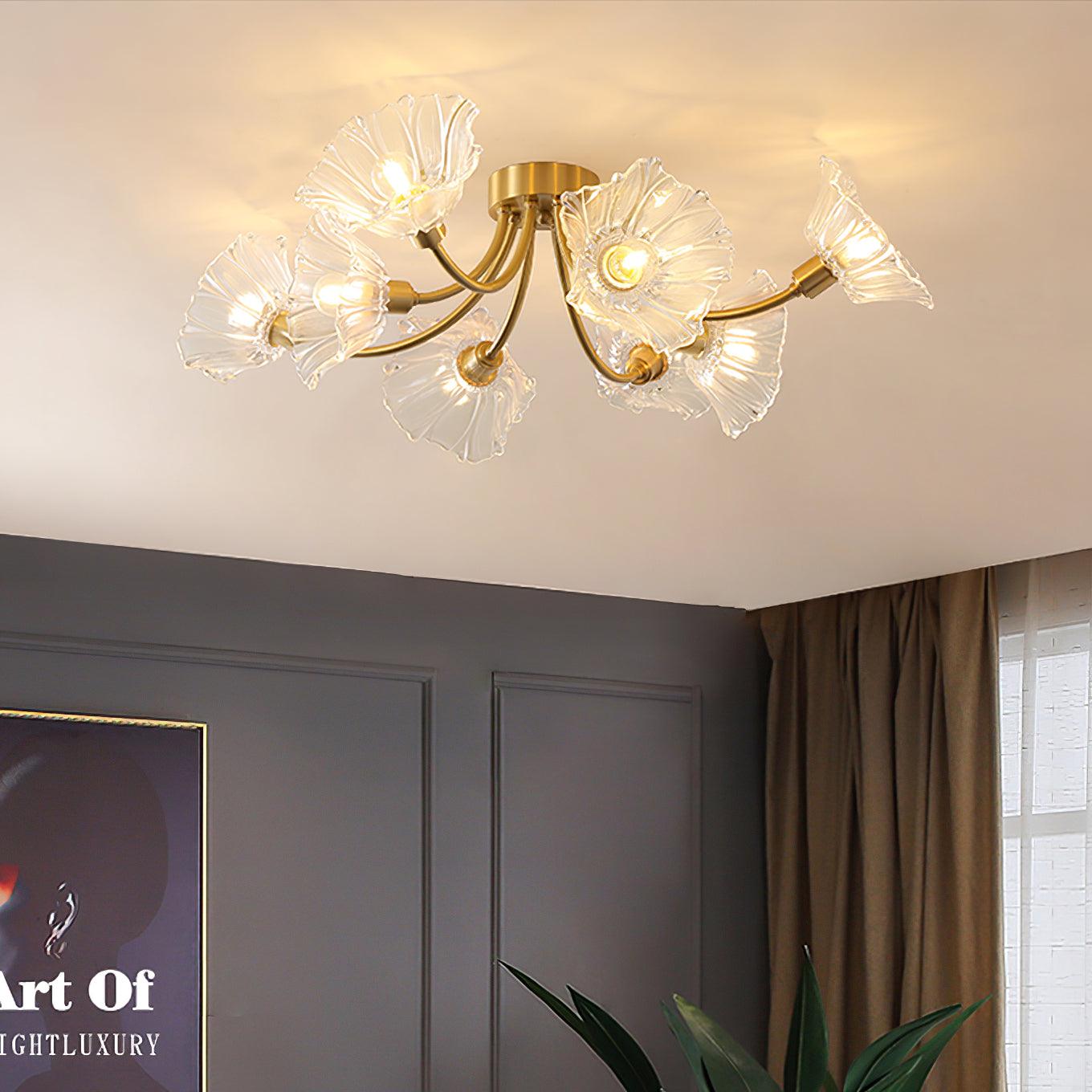 Dixor Ceiling Lamp Flower Glass Petal Chic Elegant-Neutral Decor