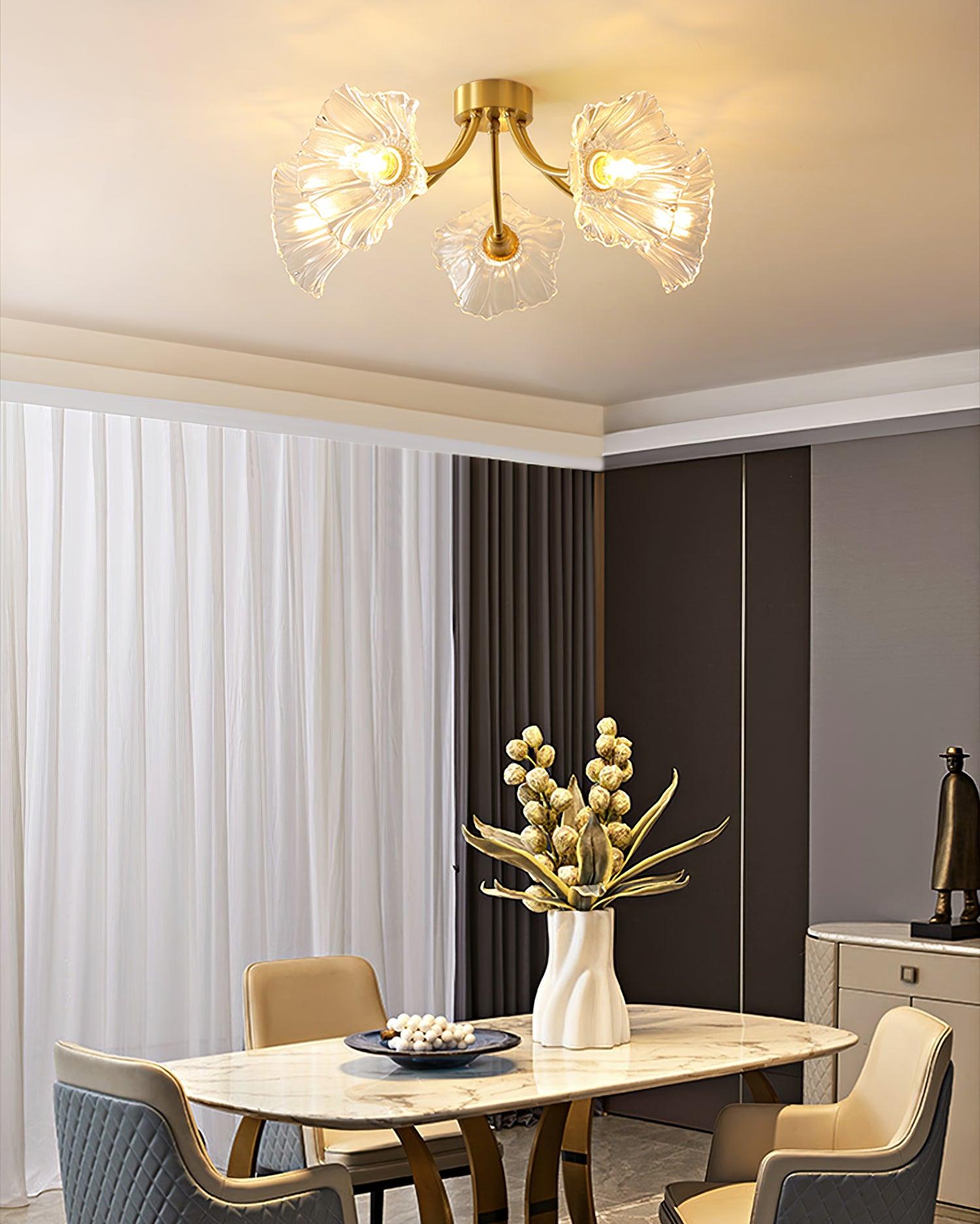 Dixor Ceiling Lamp Flower Glass Petal Chic Elegant-Neutral Decor