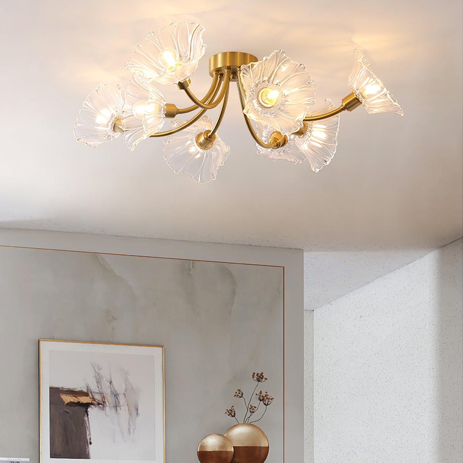 Dixor Ceiling Lamp Flower Glass Petal Chic Elegant-Neutral Decor
