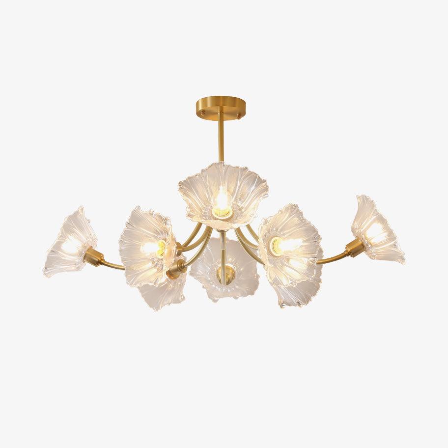 Fife Chandelier Flower Glass with Brass Finish-Neutral Decor