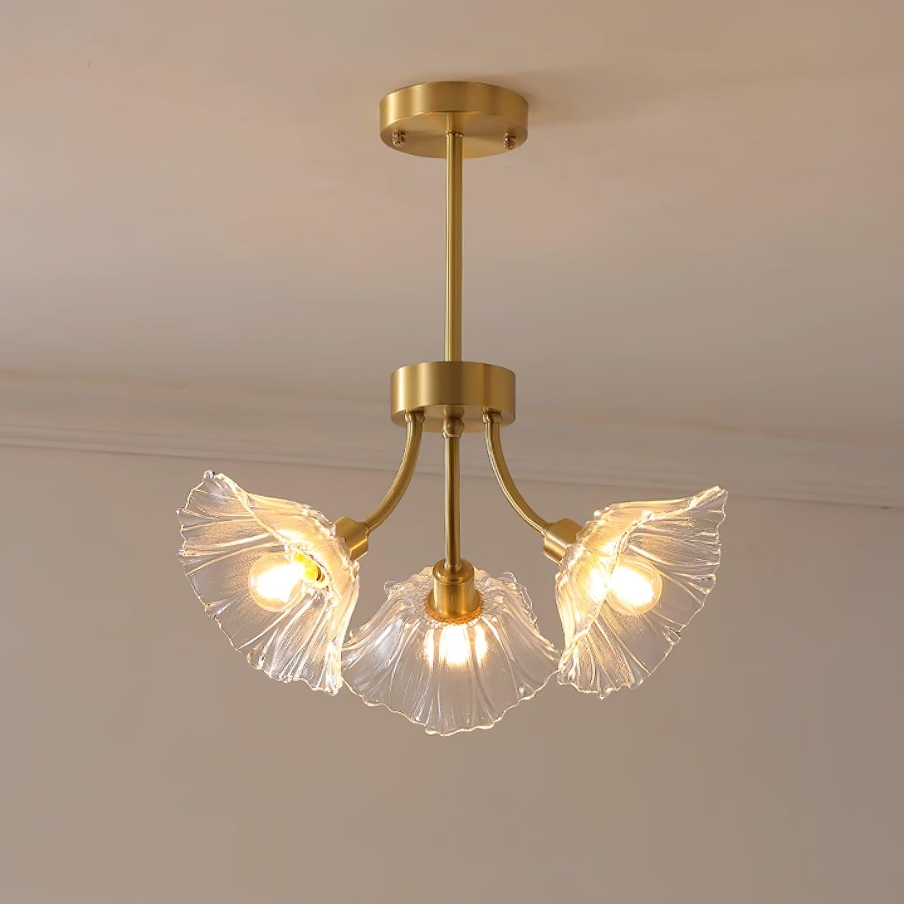 Fife Chandelier Flower Glass with Brass Finish-Neutral Decor