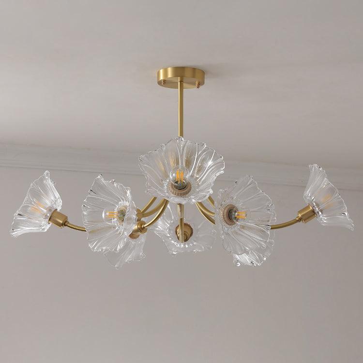 Fife Chandelier Flower Glass with Brass Finish-Neutral Decor