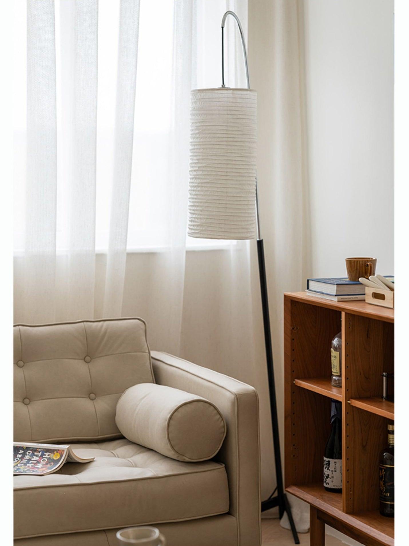 Polvin Contemporary Paper Floor Lamp-Neutral Decor
