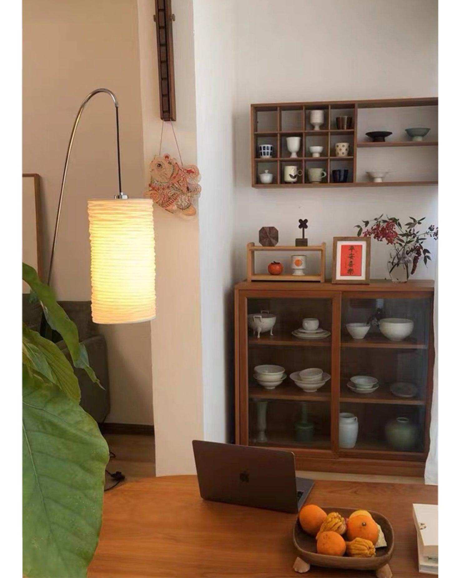 Polvin Contemporary Paper Floor Lamp-Neutral Decor