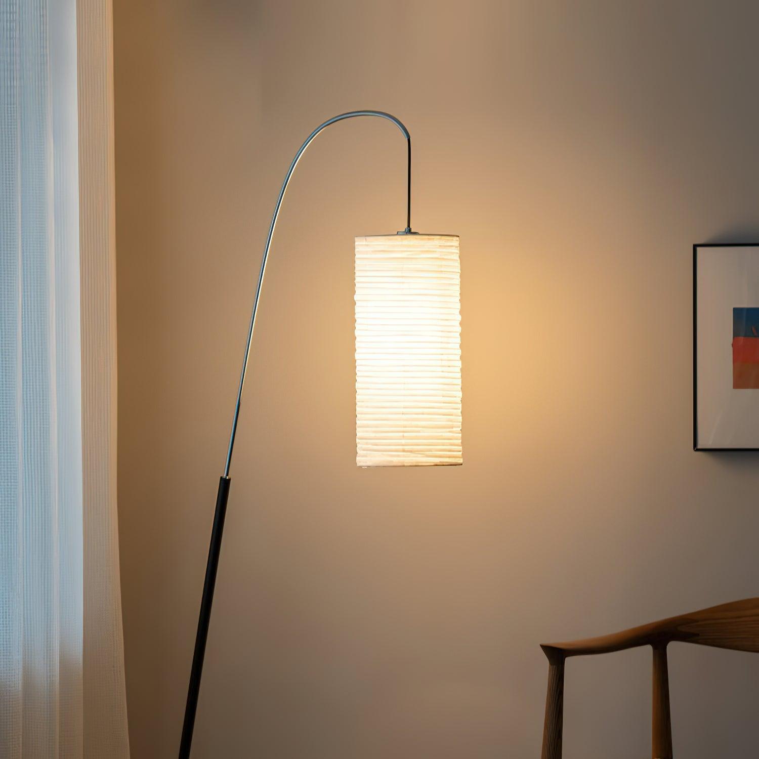Polvin Contemporary Paper Floor Lamp-Neutral Decor
