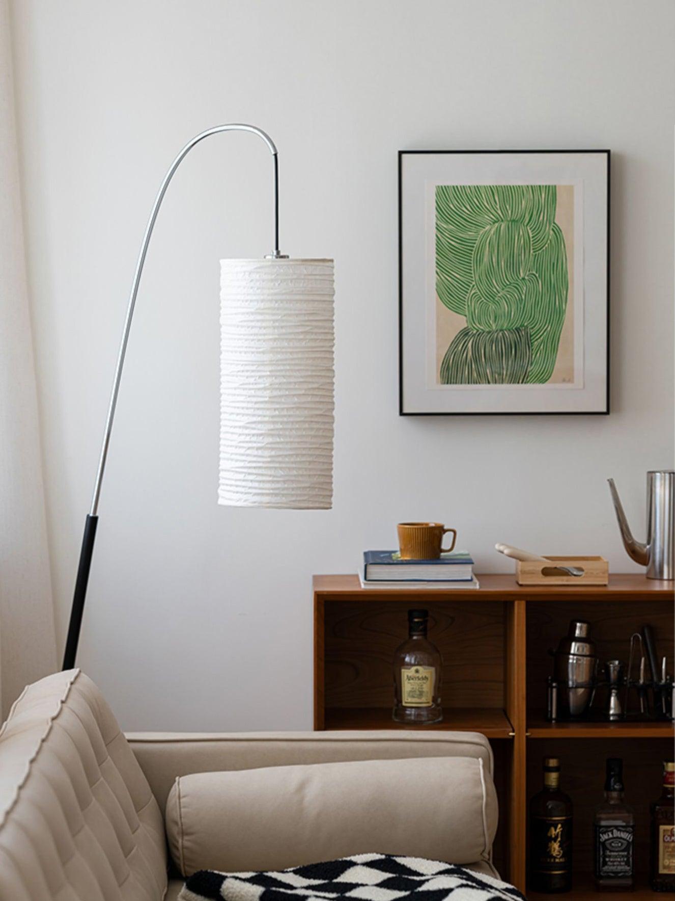 Polvin Contemporary Paper Floor Lamp-Neutral Decor