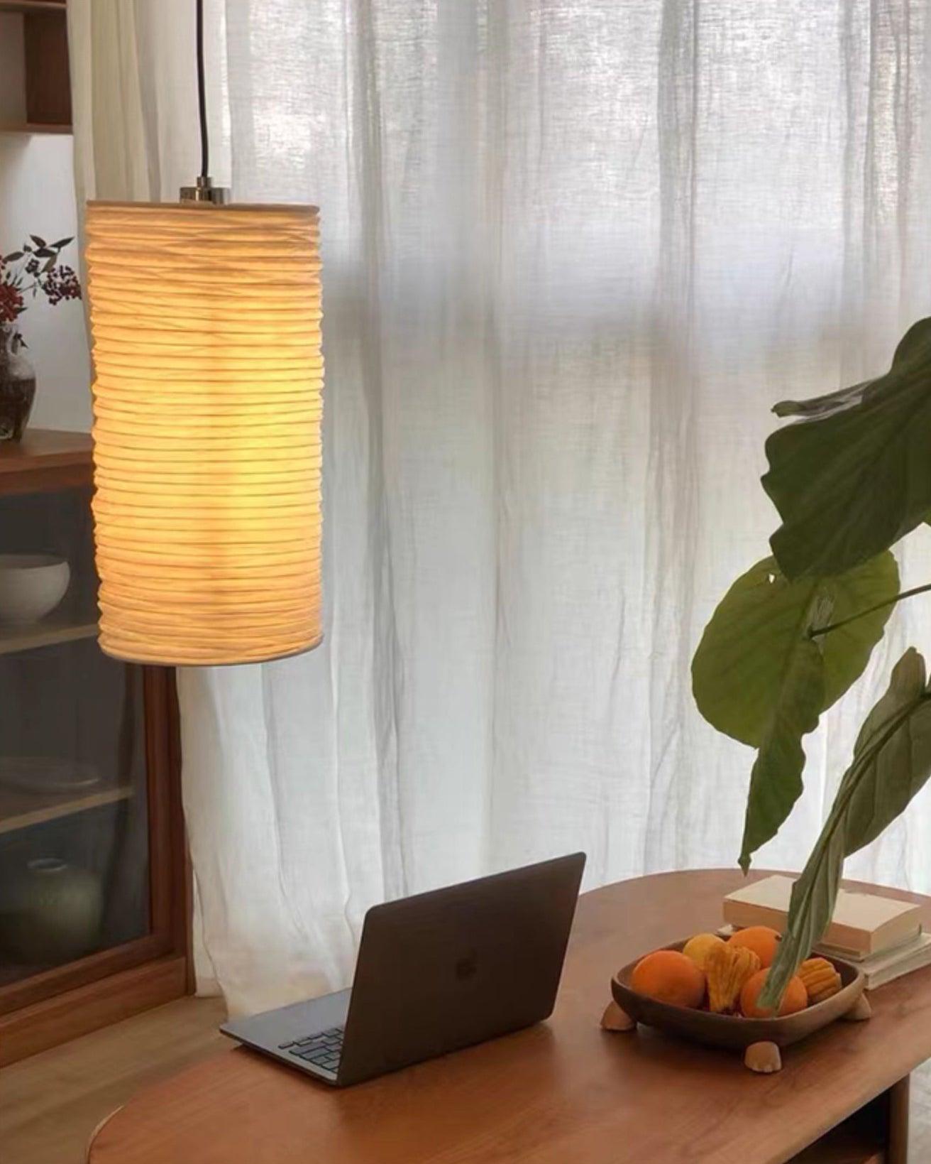 Polvin Contemporary Paper Floor Lamp-Neutral Decor