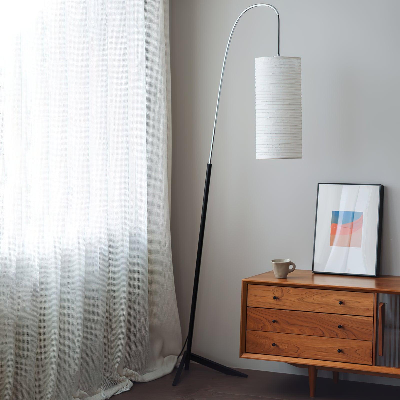 Polvin Contemporary Paper Floor Lamp-Neutral Decor