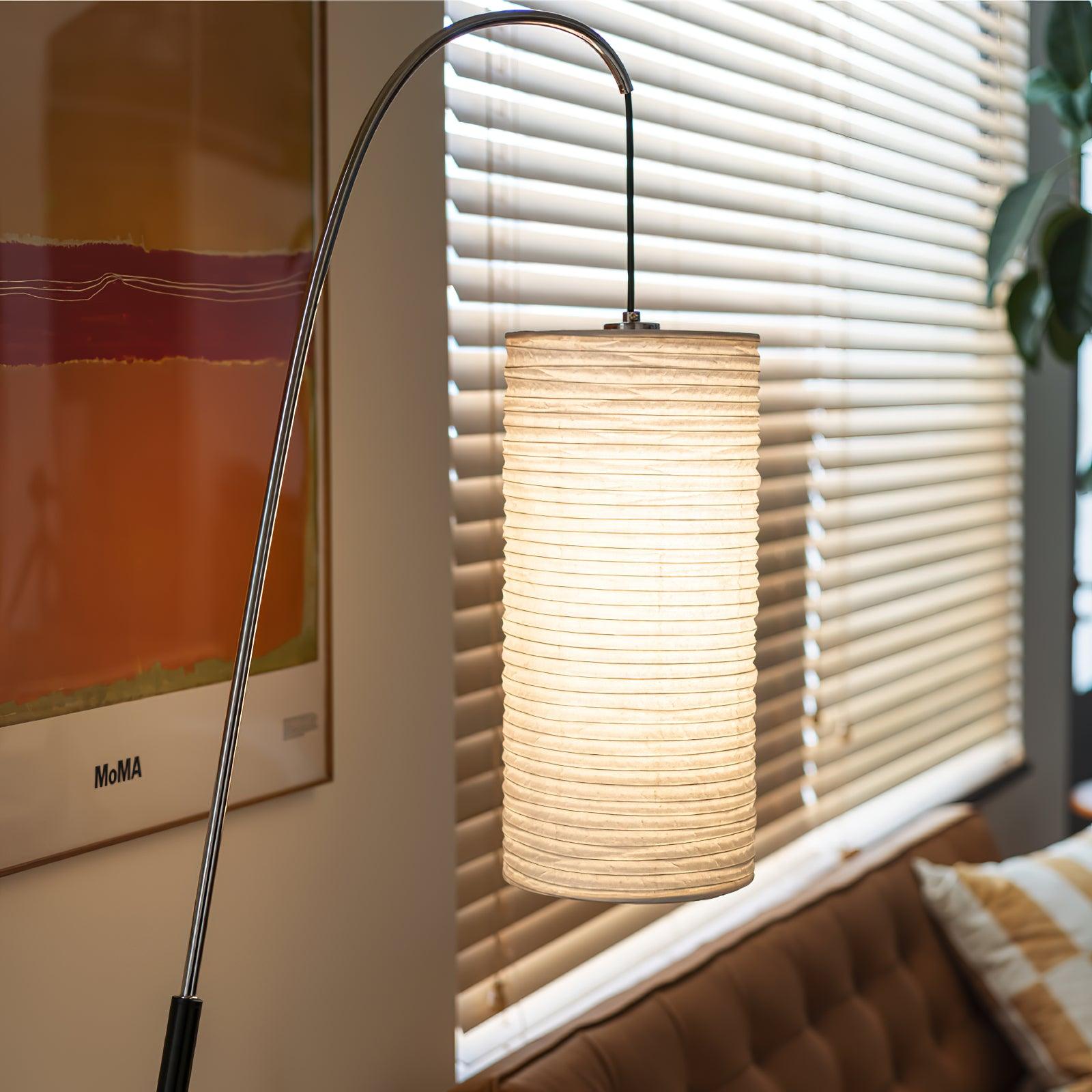 Polvin Contemporary Paper Floor Lamp-Neutral Decor