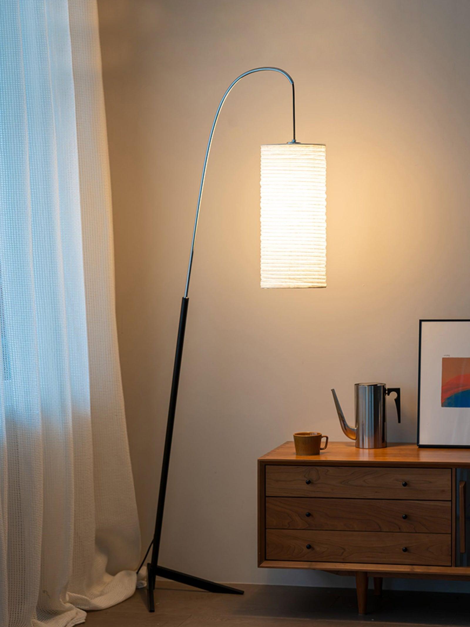 Polvin Contemporary Paper Floor Lamp-Neutral Decor