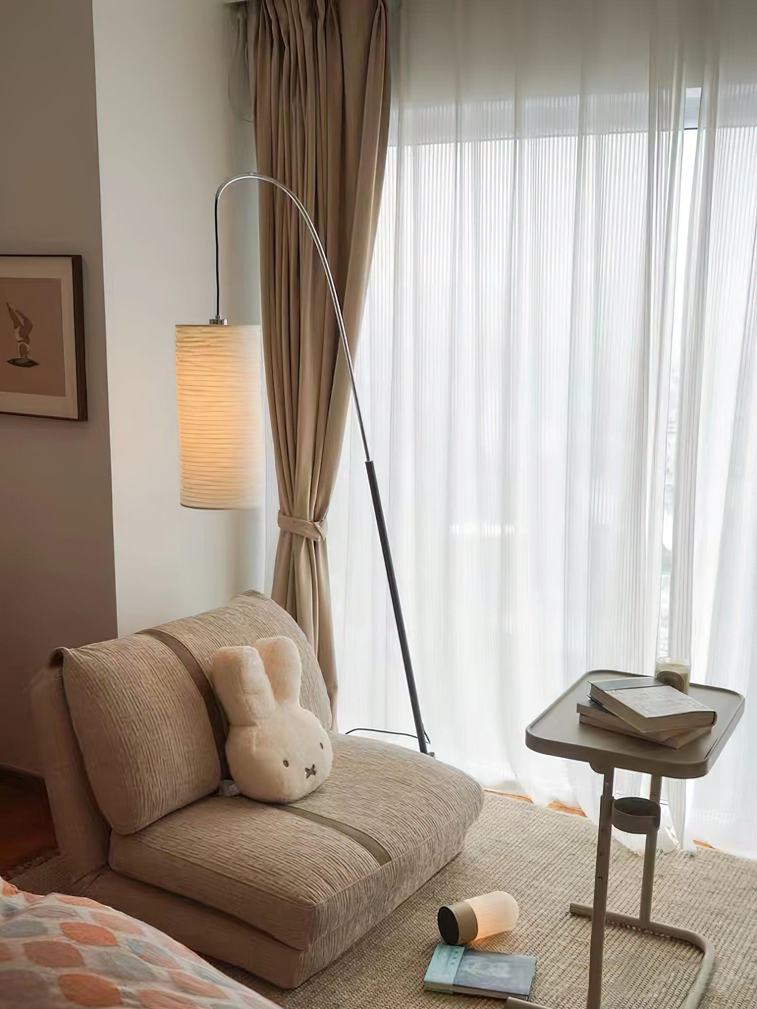 Polvin Contemporary Paper Floor Lamp-Neutral Decor