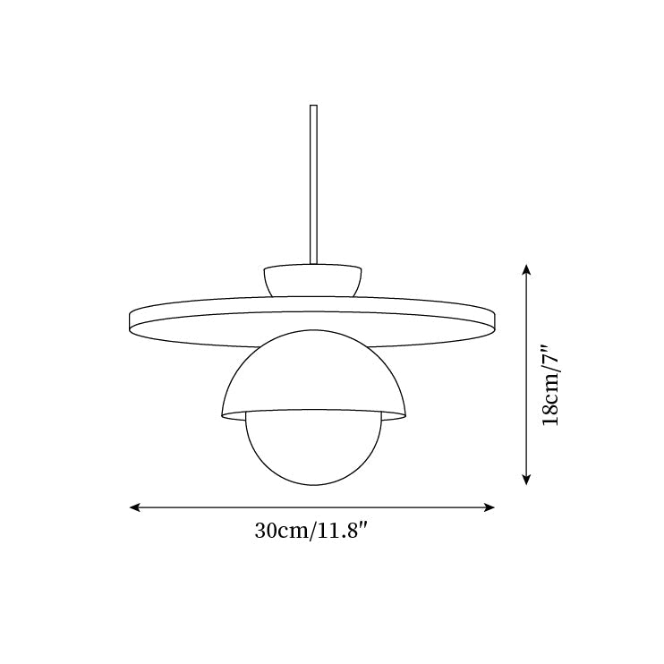 Pendant Lamp Glass Globe Travertine Disc Walnut Wood Natural