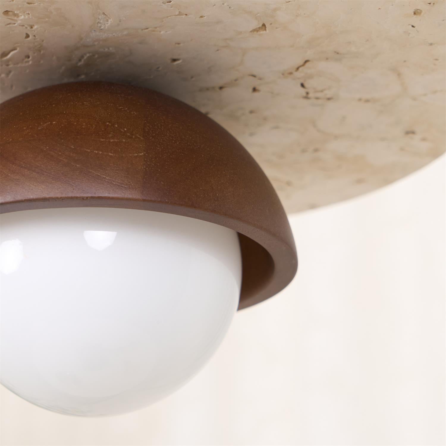 Ritta Pendant Light Glass Globe Travertine