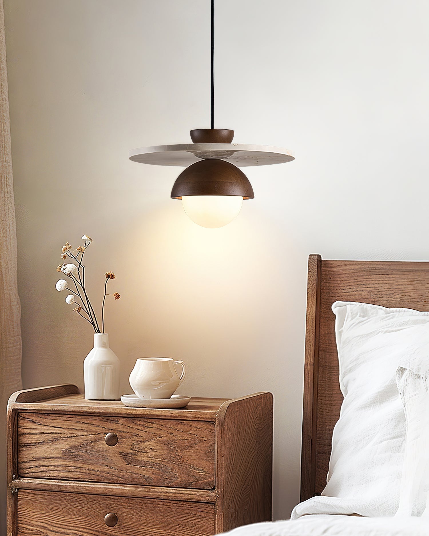Ritta Pendant Light Glass Globe Travertine