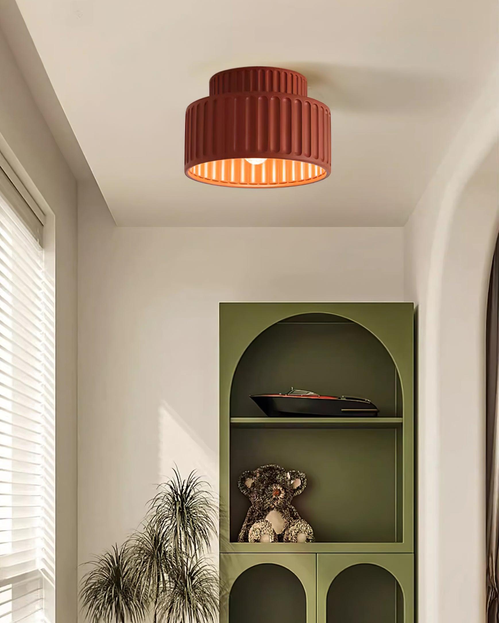 Solara Ceiling Lamp with Pleated Acrylic Shade-Neutral Decor