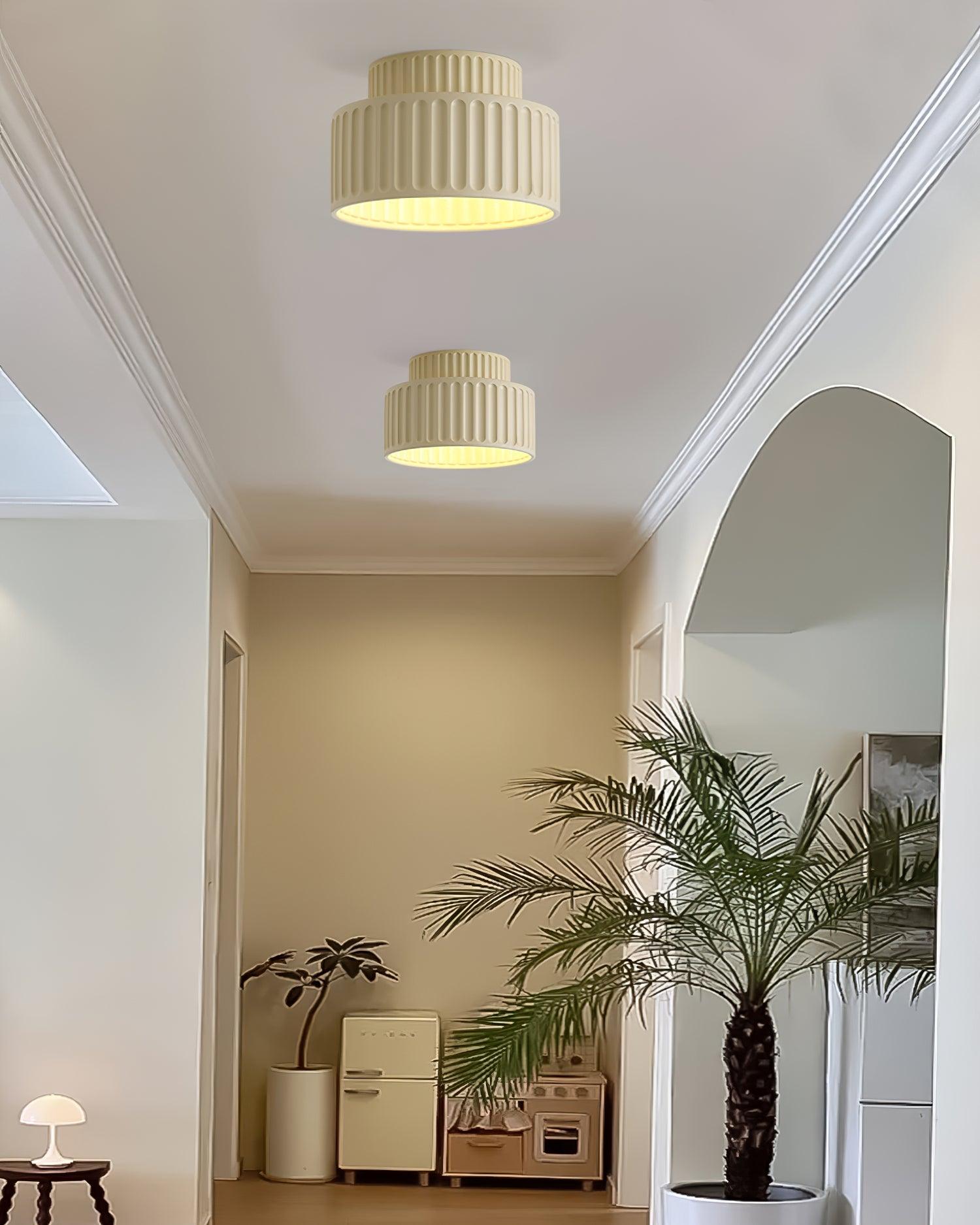 Solara Ceiling Lamp with Pleated Acrylic Shade-Neutral Decor
