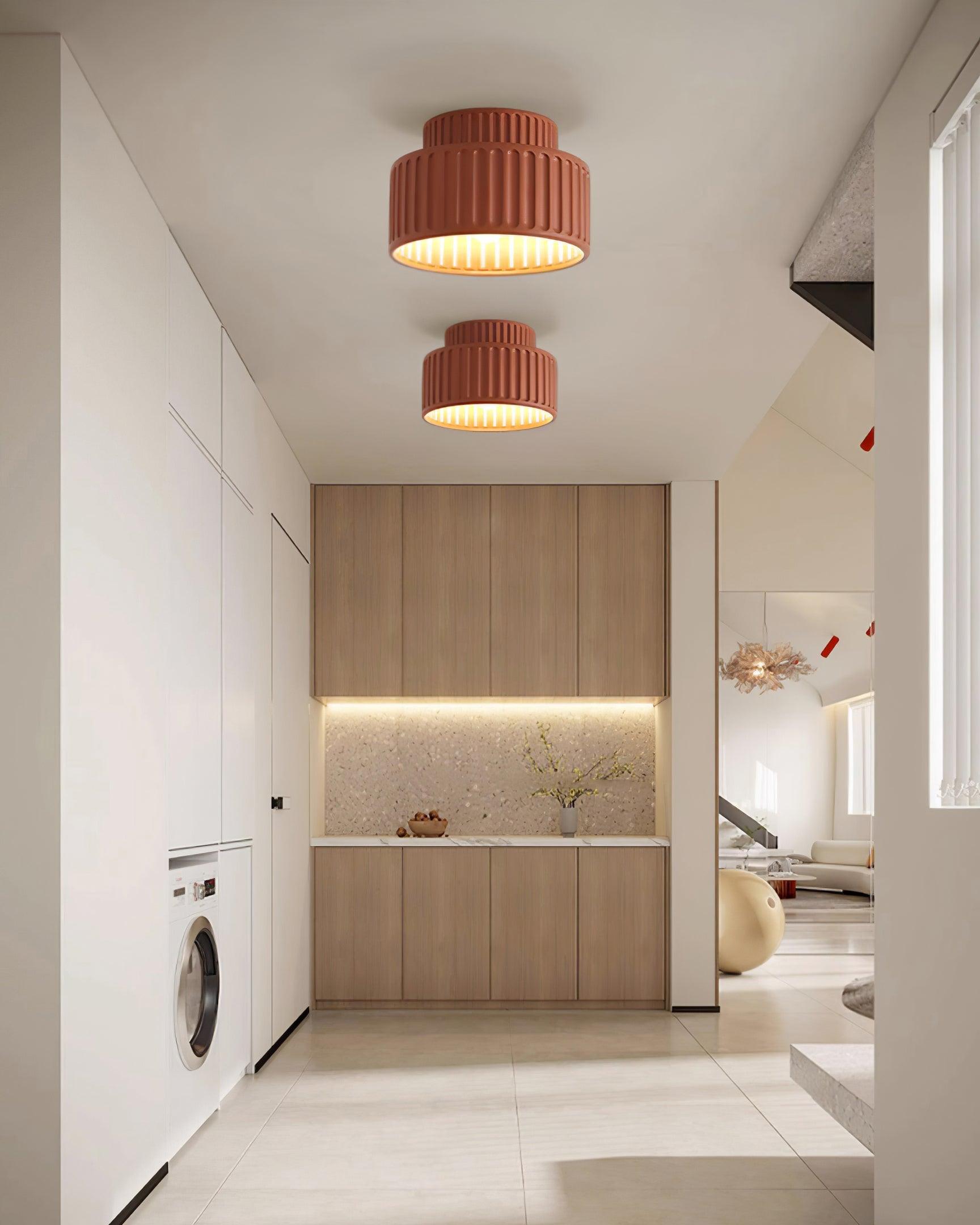 Solara Ceiling Lamp with Pleated Acrylic Shade-Neutral Decor