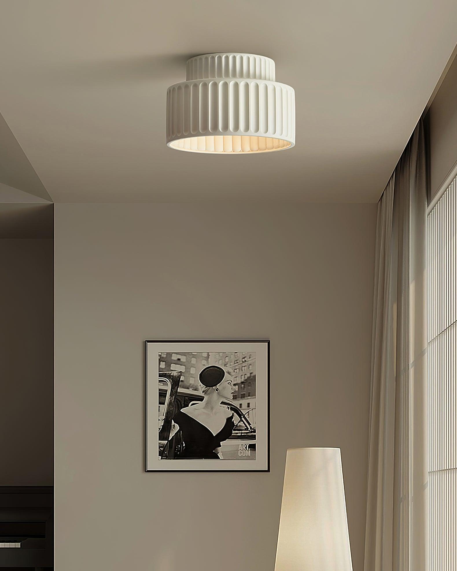 Solara Ceiling Lamp with Pleated Acrylic Shade-Neutral Decor