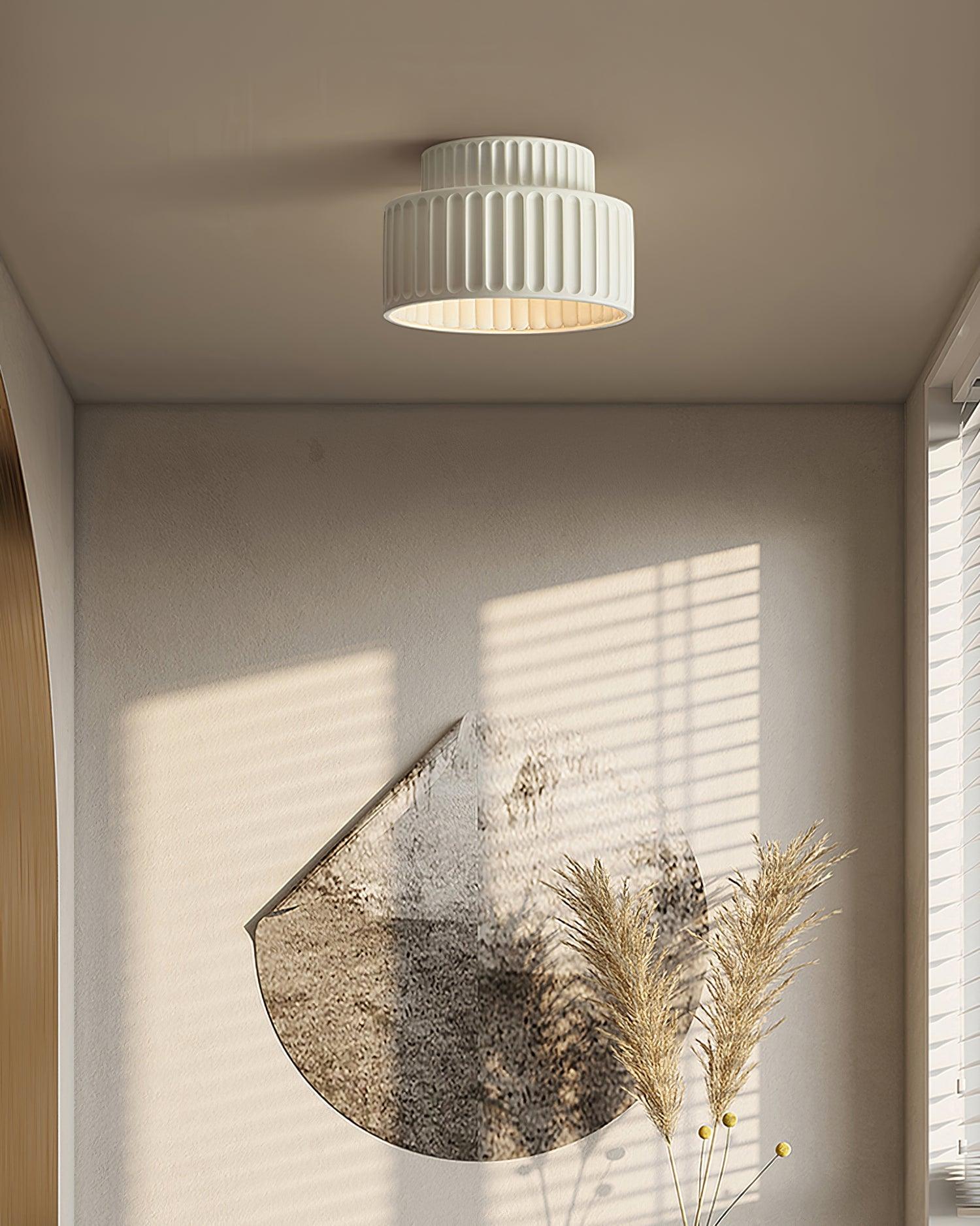 Solara Ceiling Lamp with Pleated Acrylic Shade-Neutral Decor