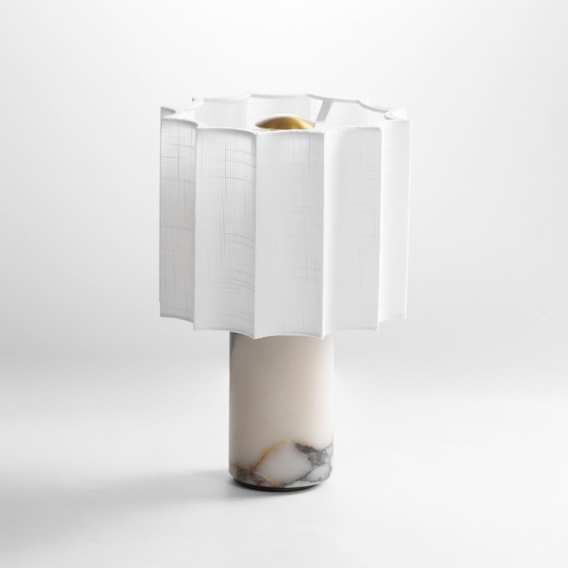 Serenity Pleated Fabric & Marble Table Lamp-Neutral Decor