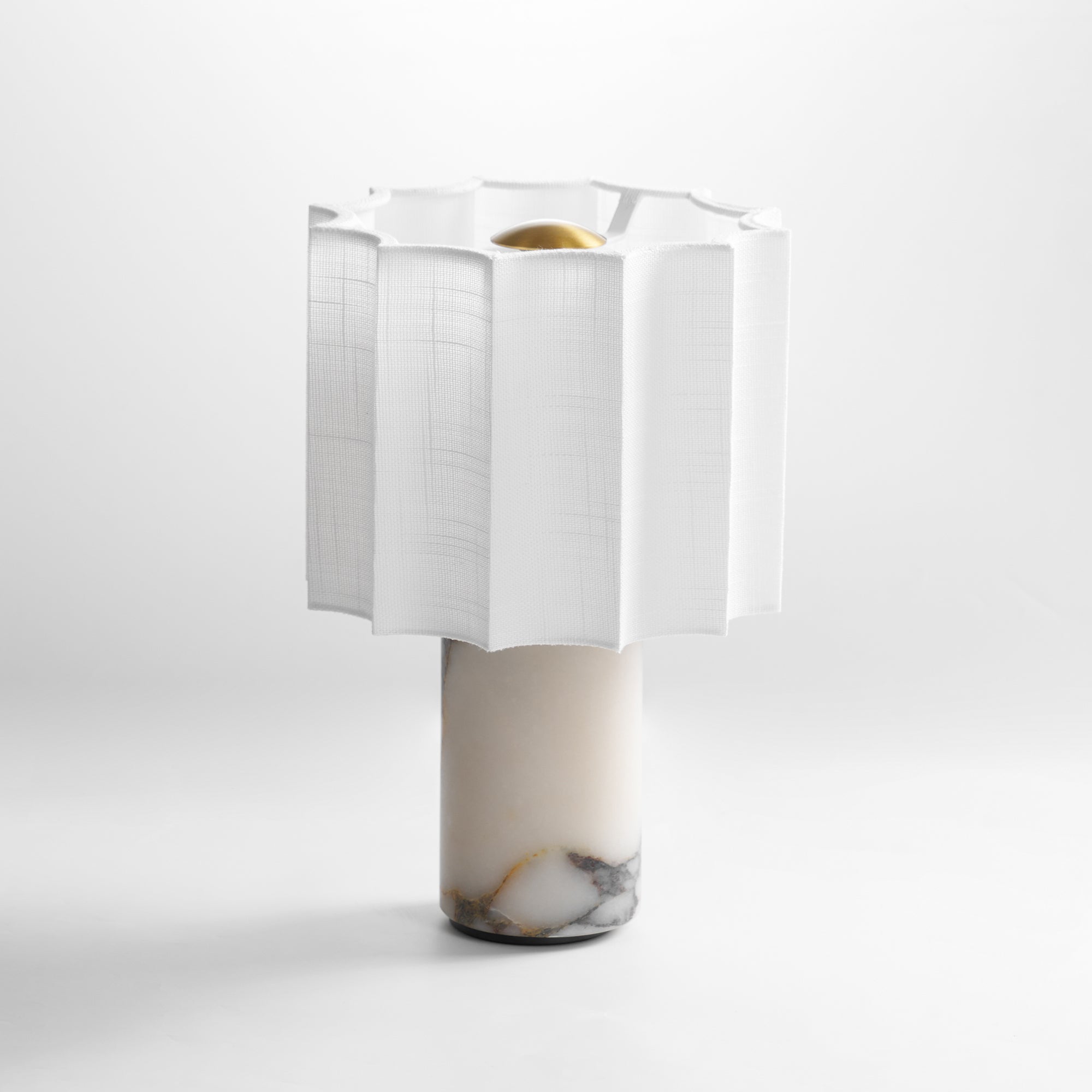 Serenity Pleated Fabric & Marble Table Lamp-Neutral Decor