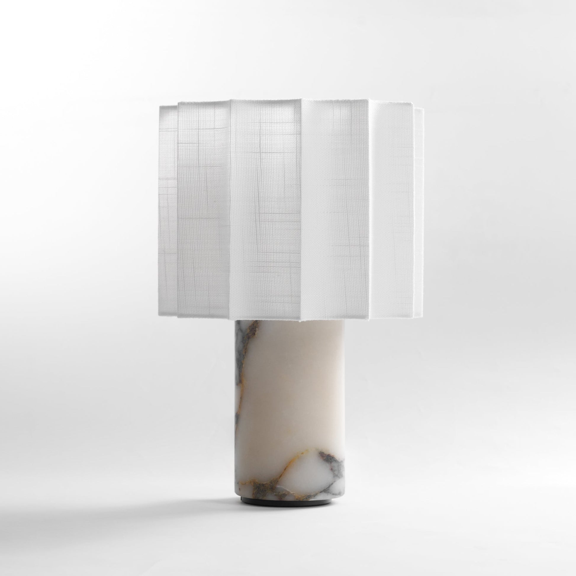 Serenity Pleated Fabric & Marble Table Lamp-Neutral Decor