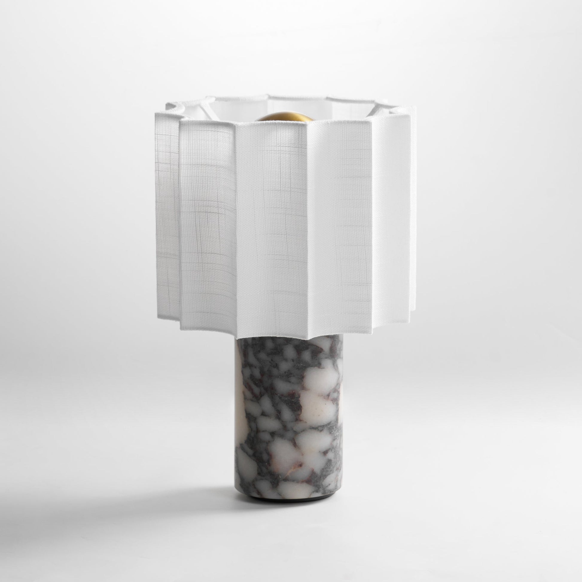 Serenity Pleated Fabric & Marble Table Lamp-Neutral Decor